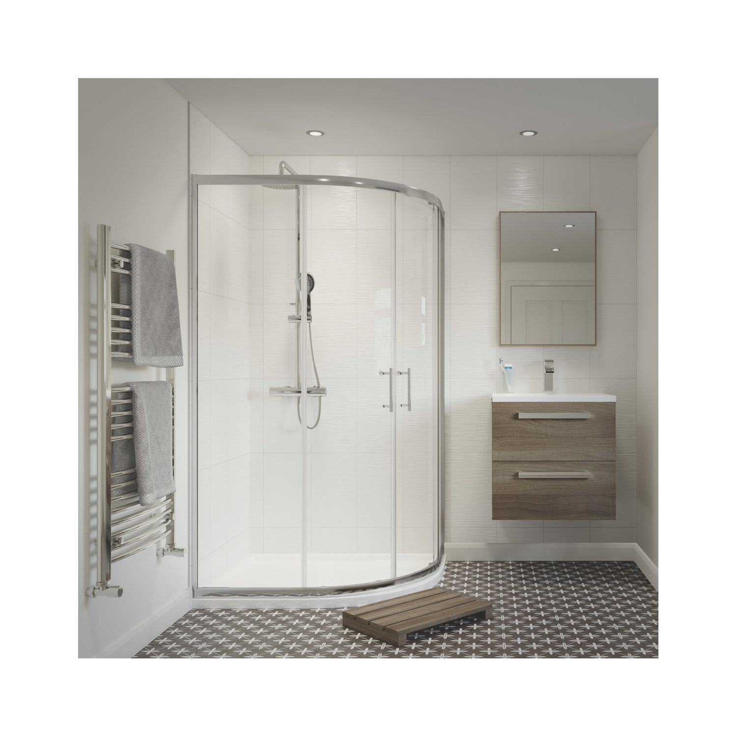 Framed Offset Quadrant Shower Enclosure LH&RH Polished Silver Effect/Clear 1200mm x 800mm x 1850mm (910PJ)