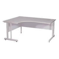 Nautilus Designs Aspire Left-Hand Corner Ergonomic Desk White /White  1800 x 730mm