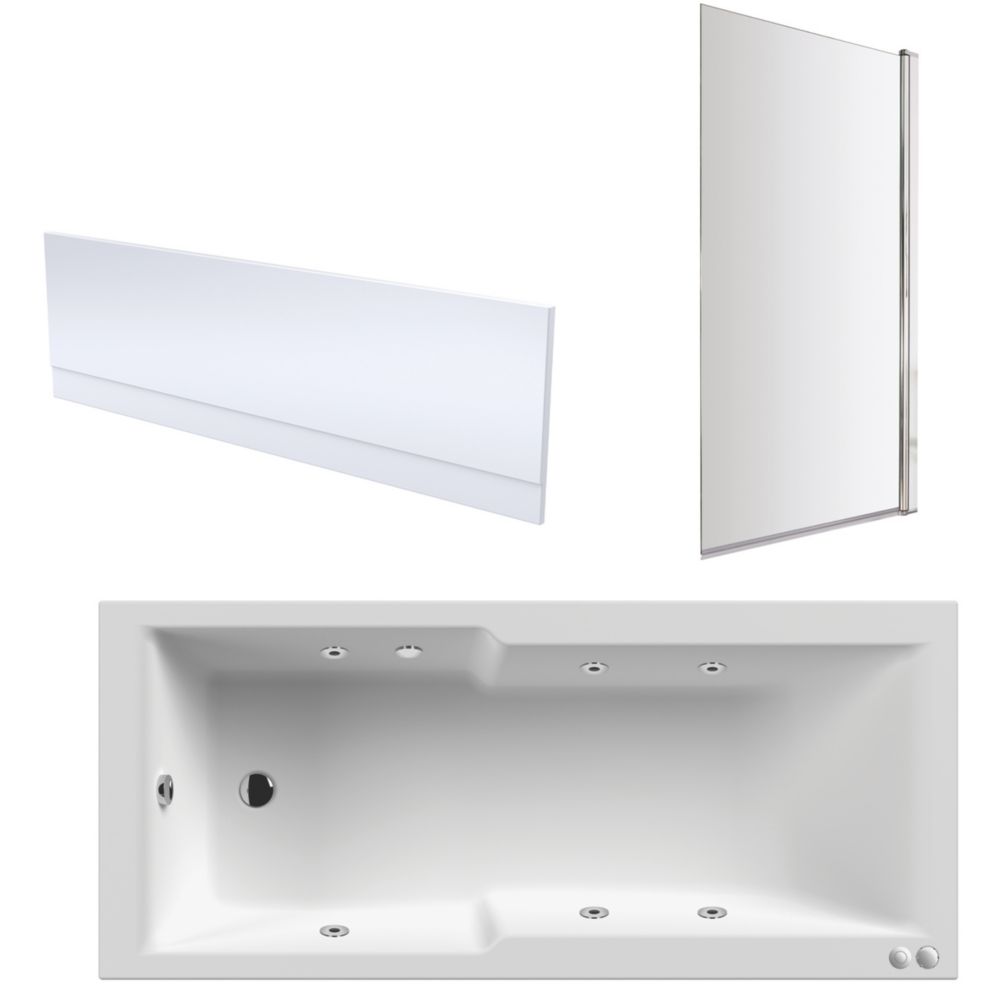 ETAL 6Jet Whirlpool Bath Acrylic No Tap Holes 1700mm Screwfix
