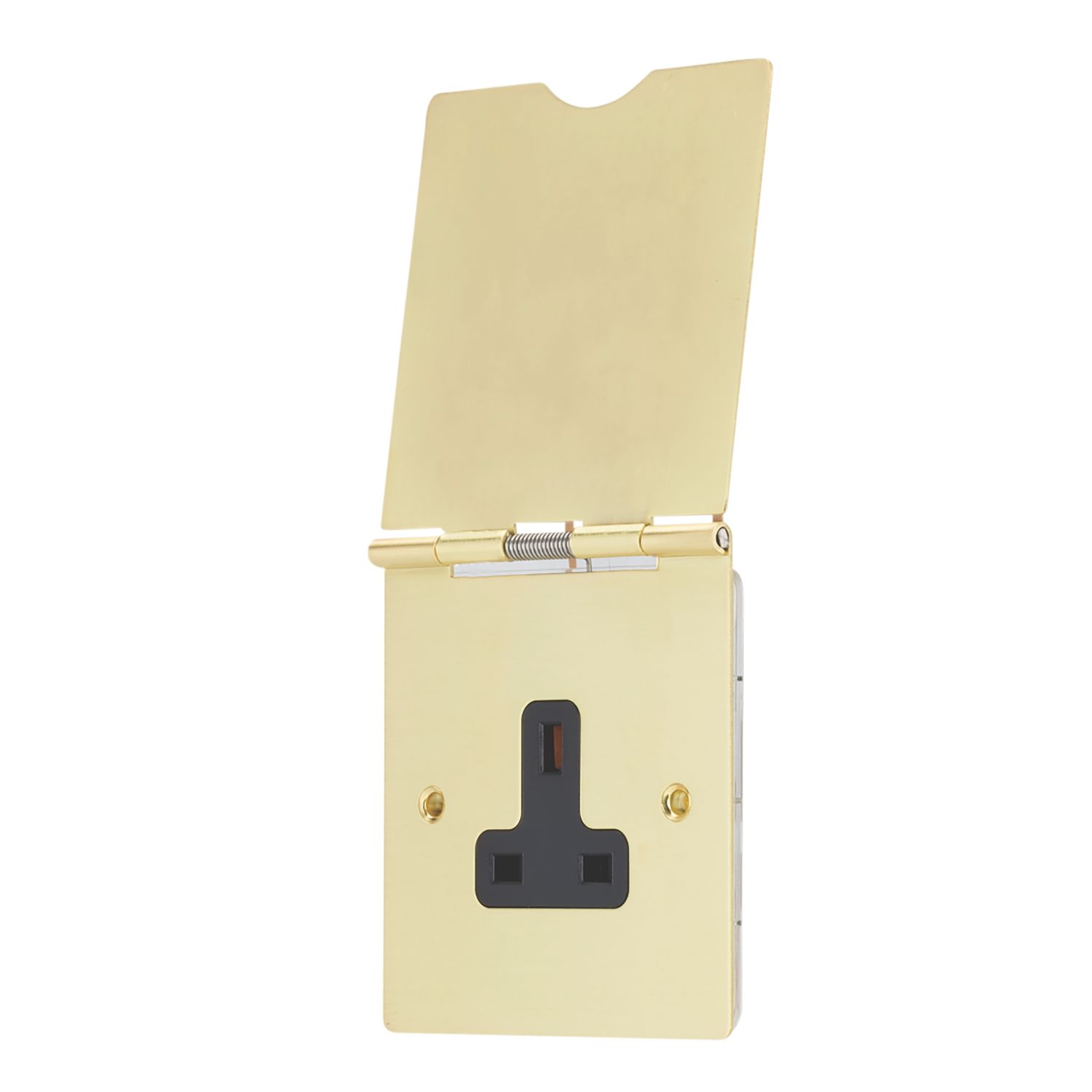 Contactum 3344BBB 13A 1-Gang Unswitched Floor Socket Brushed Brass with Black Inserts (910RP)