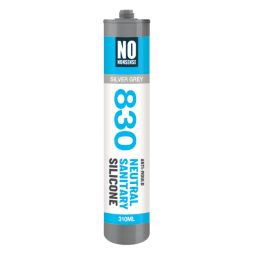 No Nonsense 830 Anti-Mould Neutral Sanitary Silicone Sealant Silver Grey 310ml