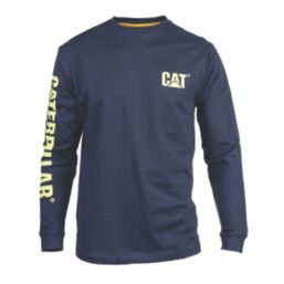 CAT Trademark Banner Long Sleeve T-Shirt Blue/Yellow Large 42-44" Chest