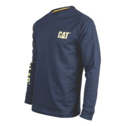 CAT Trademark Banner Long Sleeve T-Shirt Blue/Yellow Large 42-44" Chest