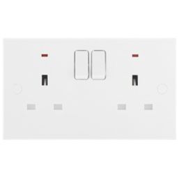 British General 900 Series 13A 2-Gang SP Switched Power Socket White with LED