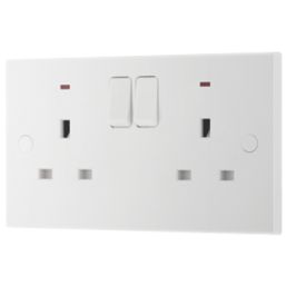British General 900 Series 13A 2-Gang SP Switched Power Socket White with LED
