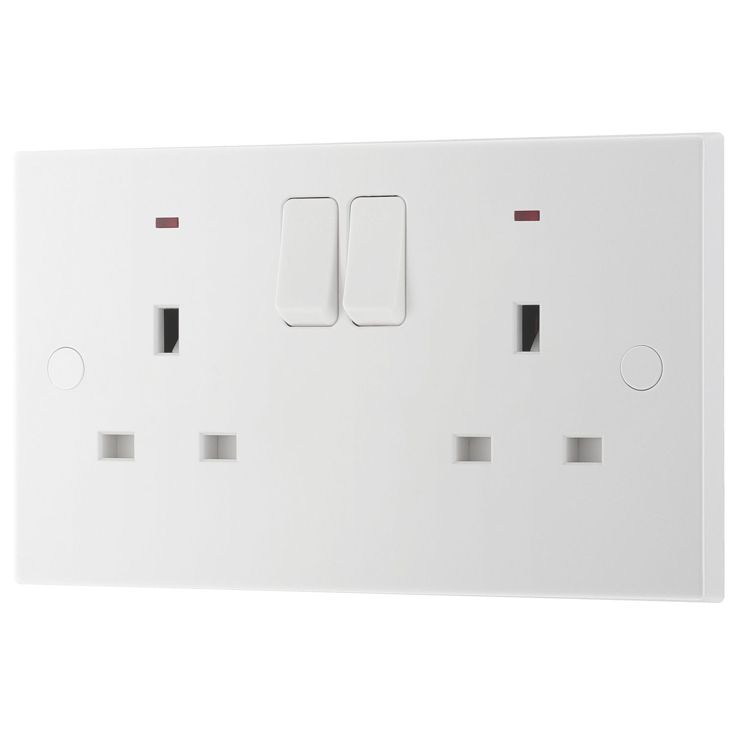 British General 900 Series 13A 2-Gang SP Switched Power Socket White with LED (910XG)