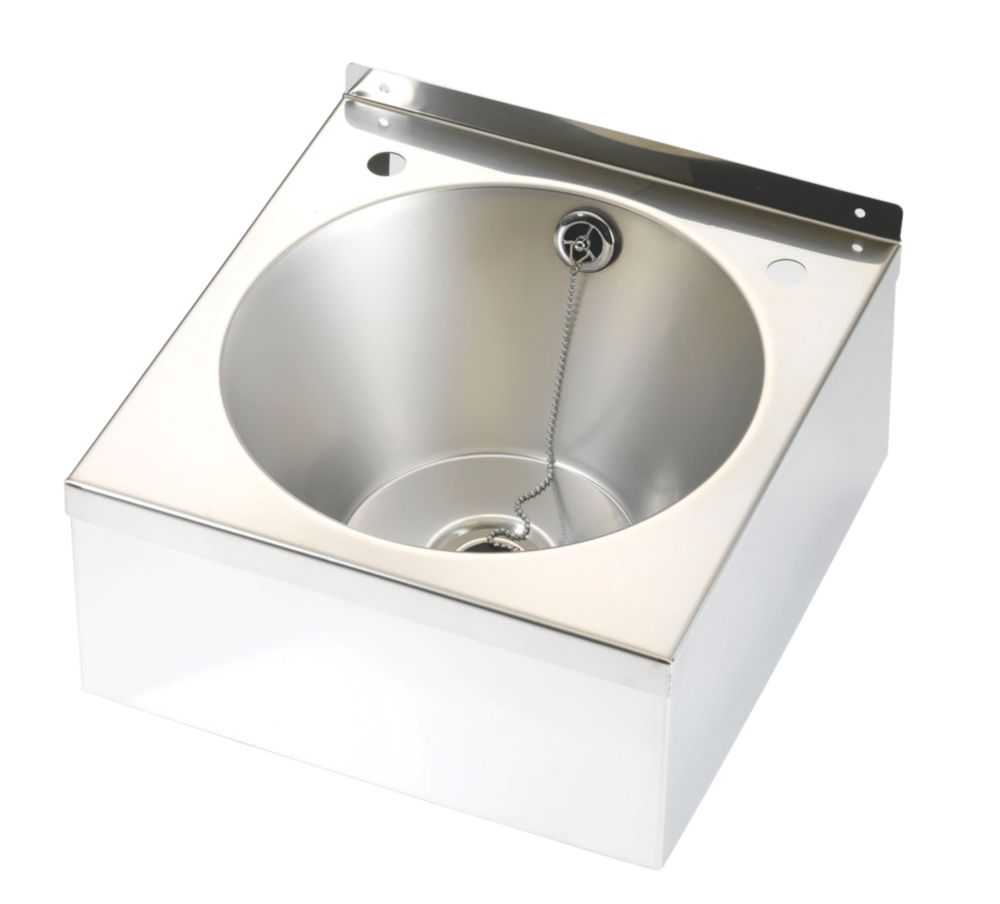 1 Bowl Stainless Steel 2-Tap Hole Wall-Hung Wash Basin 345mm x 185mm