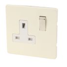 Varilight  13AX 1-Gang DP Switched Plug Socket White Chocolate  with White Inserts