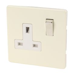 Varilight  13AX 1-Gang DP Switched Plug Socket White Chocolate  with White Inserts