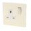 Varilight  13AX 1-Gang DP Switched Plug Socket White Chocolate  with White Inserts