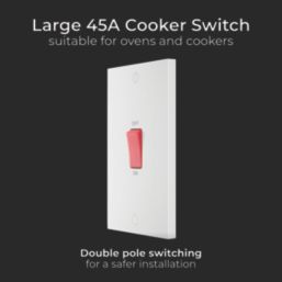 British General 900 Series 45A 2-Gang DP Cooker Switch White