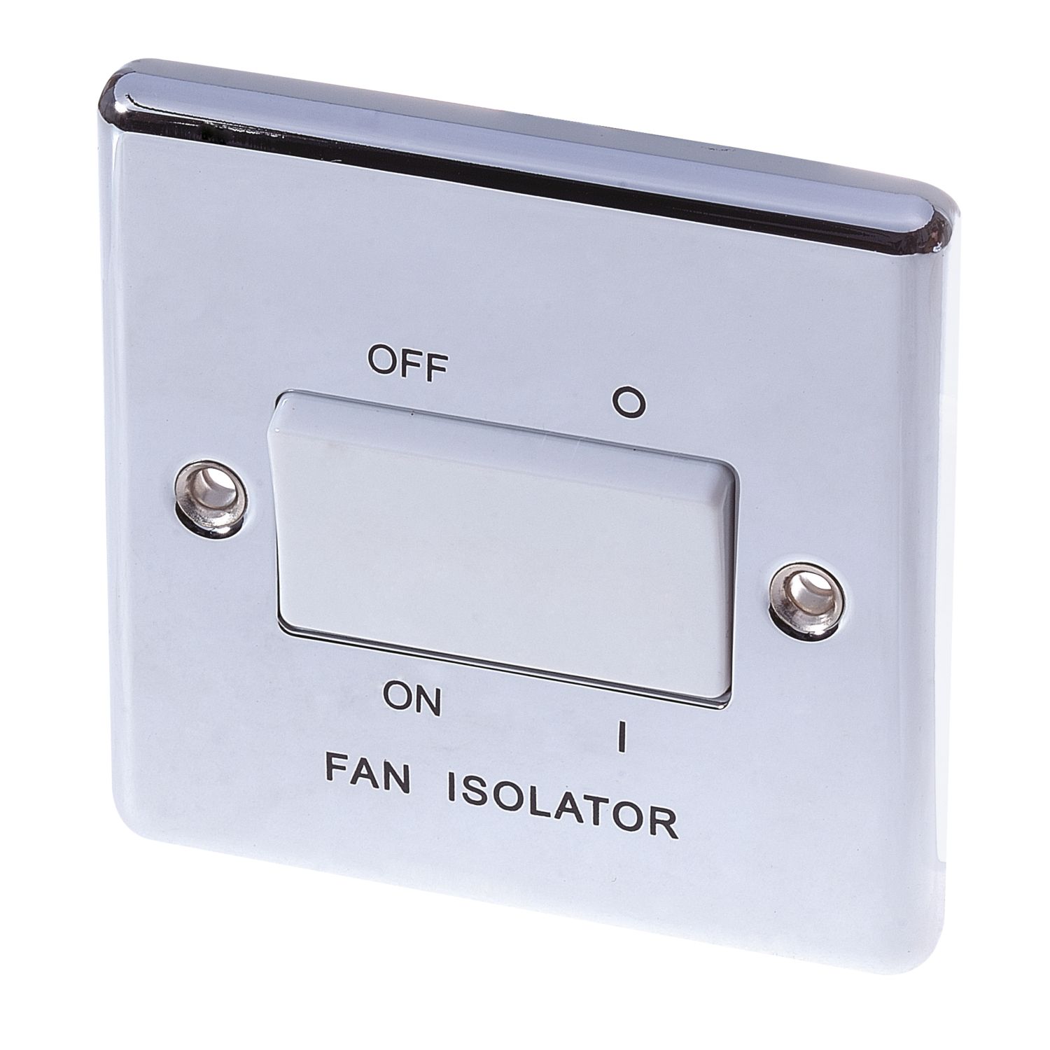 LAP 10AX 1-Gang 3-Pole Fan Isolator Switch Polished Chrome with White Inserts (91199)