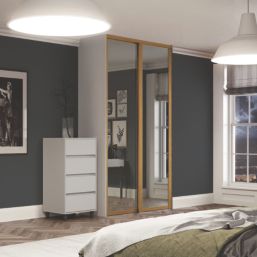 Spacepro Shaker 2-Door Framed Sliding Wardrobe Doors Oak Frame Mirror Panel 1753mm x 2260mm