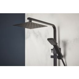 Highlife Bathrooms Orkney Series 2  Rear-Fed Exposed Matt Black Thermostatic Shower