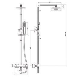 Highlife Bathrooms Orkney Series 2  Rear-Fed Exposed Matt Black Thermostatic Shower