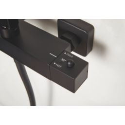 Highlife Bathrooms Orkney Series 2  Rear-Fed Exposed Matt Black Thermostatic Shower