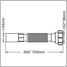 Flomasta  Flexible Waste Pipe White 32mm x 300-700mm