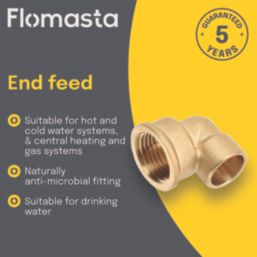 Flomasta  Brass End Feed Adapting 90° Female Elbow 15mm x 1/2"