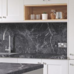 Wilsonart Options Plus Marquina Matt Black Marble Effect Laminate Breakfast Bar 4100mm x 900mm x 38mm