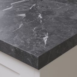 Wilsonart Options Plus Marquina Matt Black Marble Effect Laminate Breakfast Bar 4100mm x 900mm x 38mm