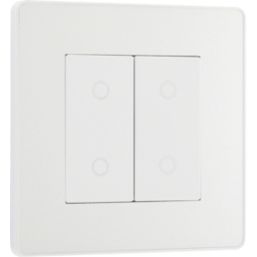 British General Evolve 2-Gang 2-Way LED Double Secondary Touch Trailing Edge Dimmer Switch  Pearlescent White with White Inserts