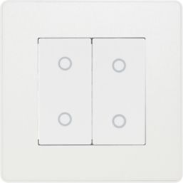 British General Evolve 2-Gang 2-Way LED Double Secondary Touch Trailing Edge Dimmer Switch  Pearlescent White with White Inserts