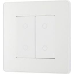 British General Evolve 2-Gang 2-Way LED Double Secondary Touch Trailing Edge Dimmer Switch  Pearlescent White with White Inserts