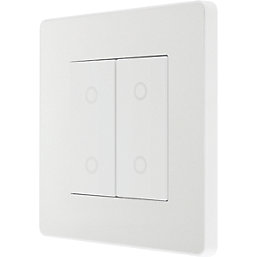 British General Evolve 2-Gang 2-Way LED Double Secondary Touch Trailing Edge Dimmer Switch  Pearlescent White with White Inserts