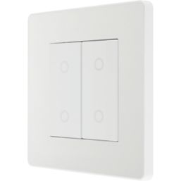 British General Evolve 2-Gang 2-Way LED Double Secondary Touch Trailing Edge Dimmer Switch  Pearlescent White with White Inserts