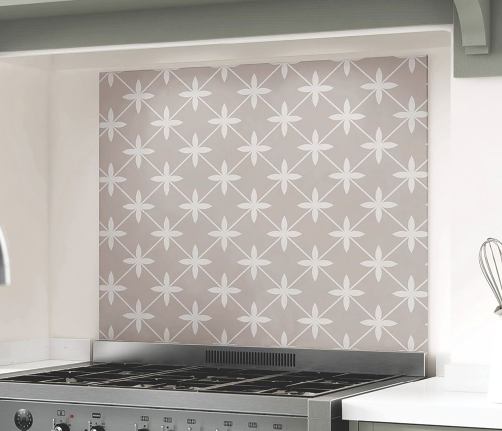 Laura Ashley Wicker Dove Grey Self-Adhesive Glass Kitchen Splashback 600mm x 750mm x 6mm