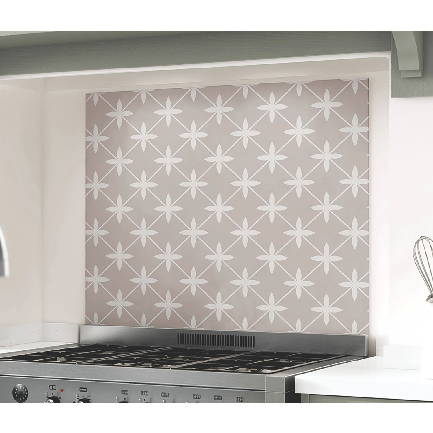 Laura Ashley Wicker Dove Grey Self-Adhesive Glass Kitchen Splashback 600mm x 750mm x 6mm (911RX)