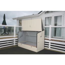 Trimetals  6' 6" x 3' (Nominal) Pent Metal Bike Store with Base Cream