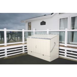 Trimetals  6' 6" x 3' (Nominal) Pent Metal Bike Store with Base Cream