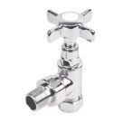 Bologna 15mm x 1/2" Chrome Angled Traditional Manual Radiator Valve Head & Body  2 Pack