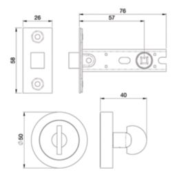 Smith & Locke Polished Chrome Mortice Latch & Thumbturn Set 76mm Case - 57mm Backset