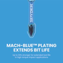 Spyder Mach-Blue 1/4" 50mm Hex Shank PZ2 Impact Driver Bits
 5 Pack
