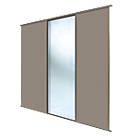 Spacepro Classic 3-Door Sliding Wardrobe Door Kit Stone Grey Frame Stone Grey / Mirror Panel 1760mm x 2260mm