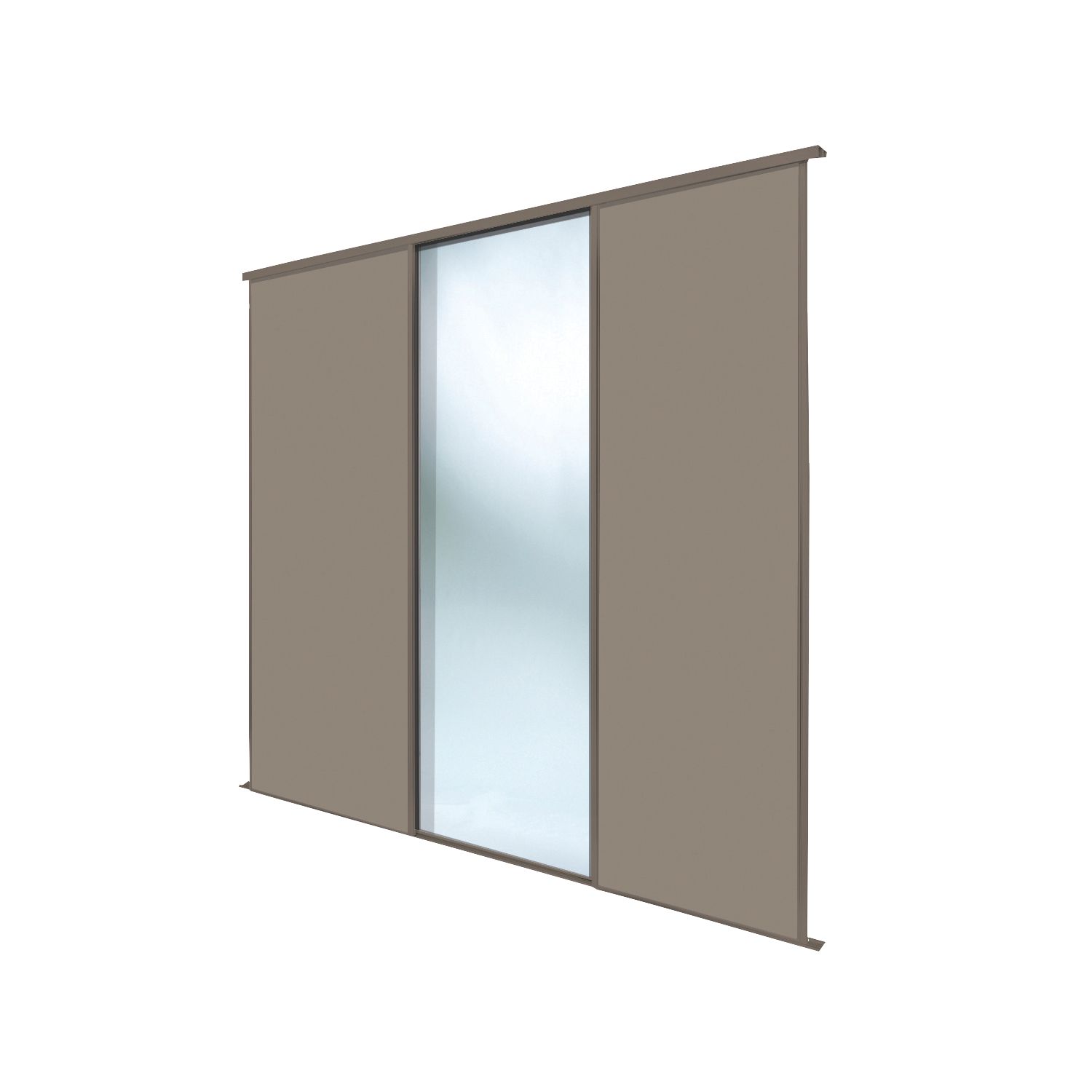 Spacepro Classic 3-Door Sliding Wardrobe Door Kit Stone Grey Frame Stone Grey / Mirror Panel 1760mm x 2260mm (912GK)