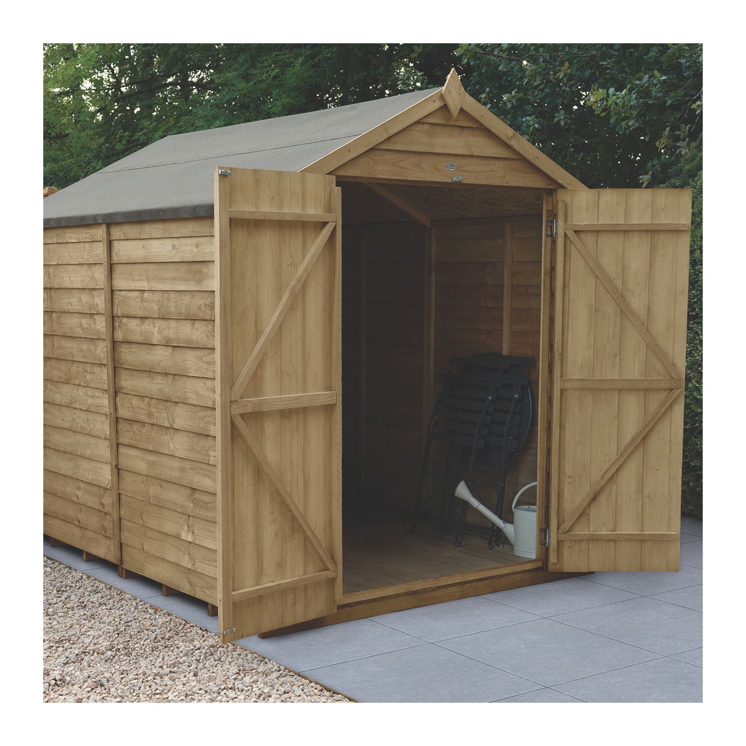 Forest 6' x 8' (Nominal) Apex Overlap Timber Shed with Assembly (912JR)