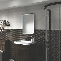 Sensio Aspect Rectangular Bathroom Mirror Matt Black With 2967lm LED Light 700mm x 500mm