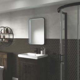 Sensio Aspect Rectangular Bathroom Mirror Matt Black With 285 - 459lm LED Light 700mm x 500mm