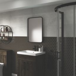Sensio Aspect Rectangular Bathroom Mirror Matt Black With 285 - 459lm LED Light 700mm x 500mm