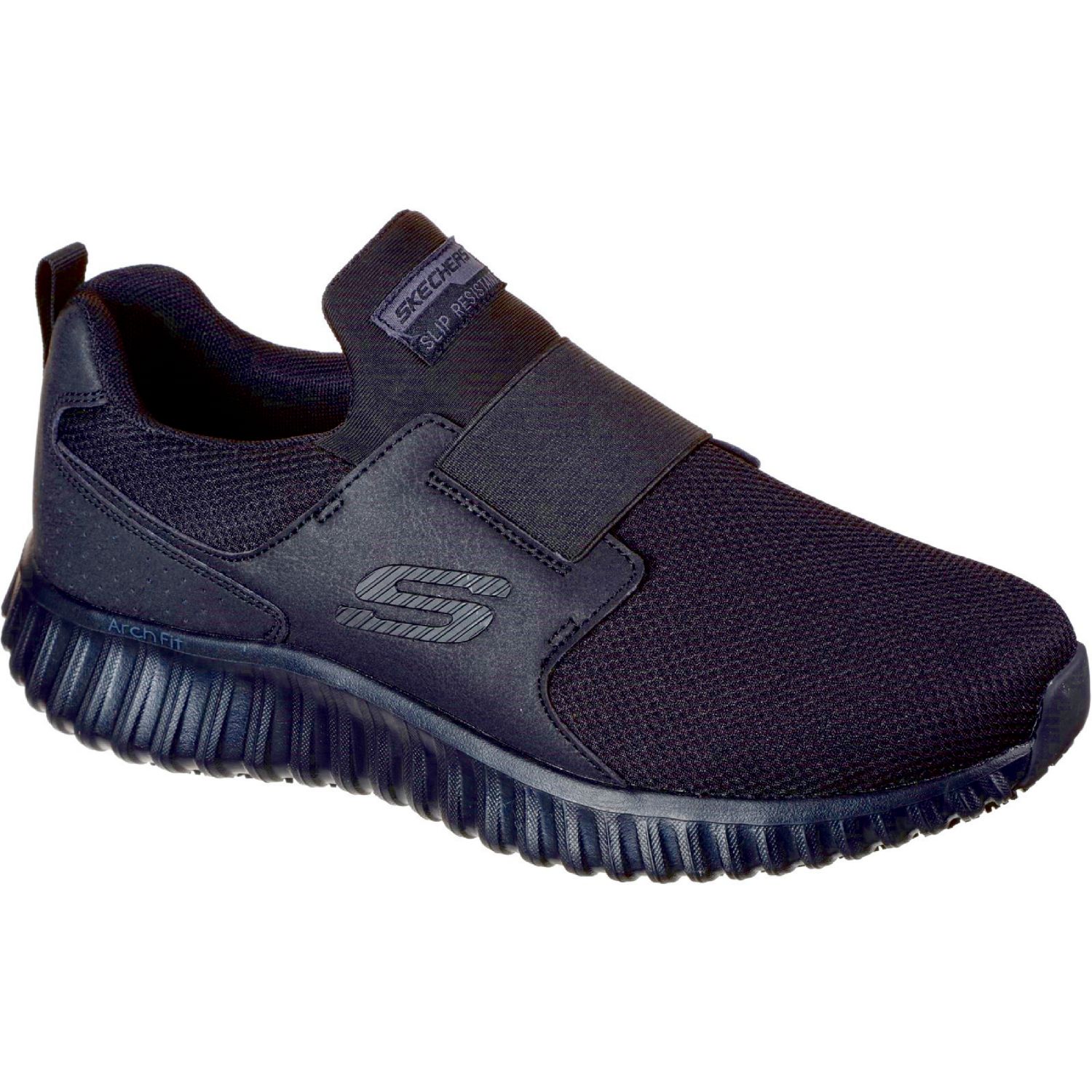 Skechers Cicades Size 7 Black Slip-On Occupational Work Trainers (912PR)