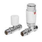 Towelrads  15mm x 1/2" White Straight Modern Thermostatic Radiator Valve & Lockshield