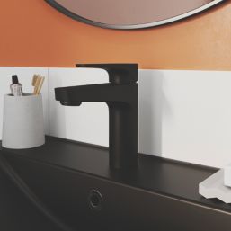 Swirl Caldew Black 151mm Standard Lever Mono Basin Mixer Tap  With Clicker Waste