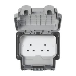 MK Masterseal Plus IP66 13A 2-Gang Weatherproof Outdoor Unswitched Socket
