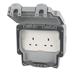 MK Masterseal Plus IP66 13A 2-Gang Weatherproof Outdoor Unswitched Socket