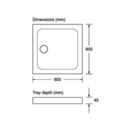 Mira Flight Low Square Shower Tray White 900mm x 900mm x 40mm