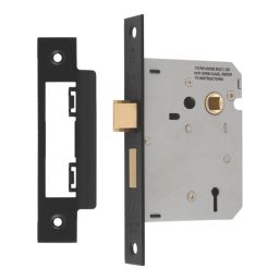 Smith & Locke  3 Lever Matt Black Mortice Sashlock 76mm Case - 57mm Backset