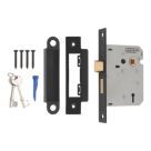 Smith & Locke  3 Lever Matt Black Mortice Sashlock 76mm Case - 57mm Backset